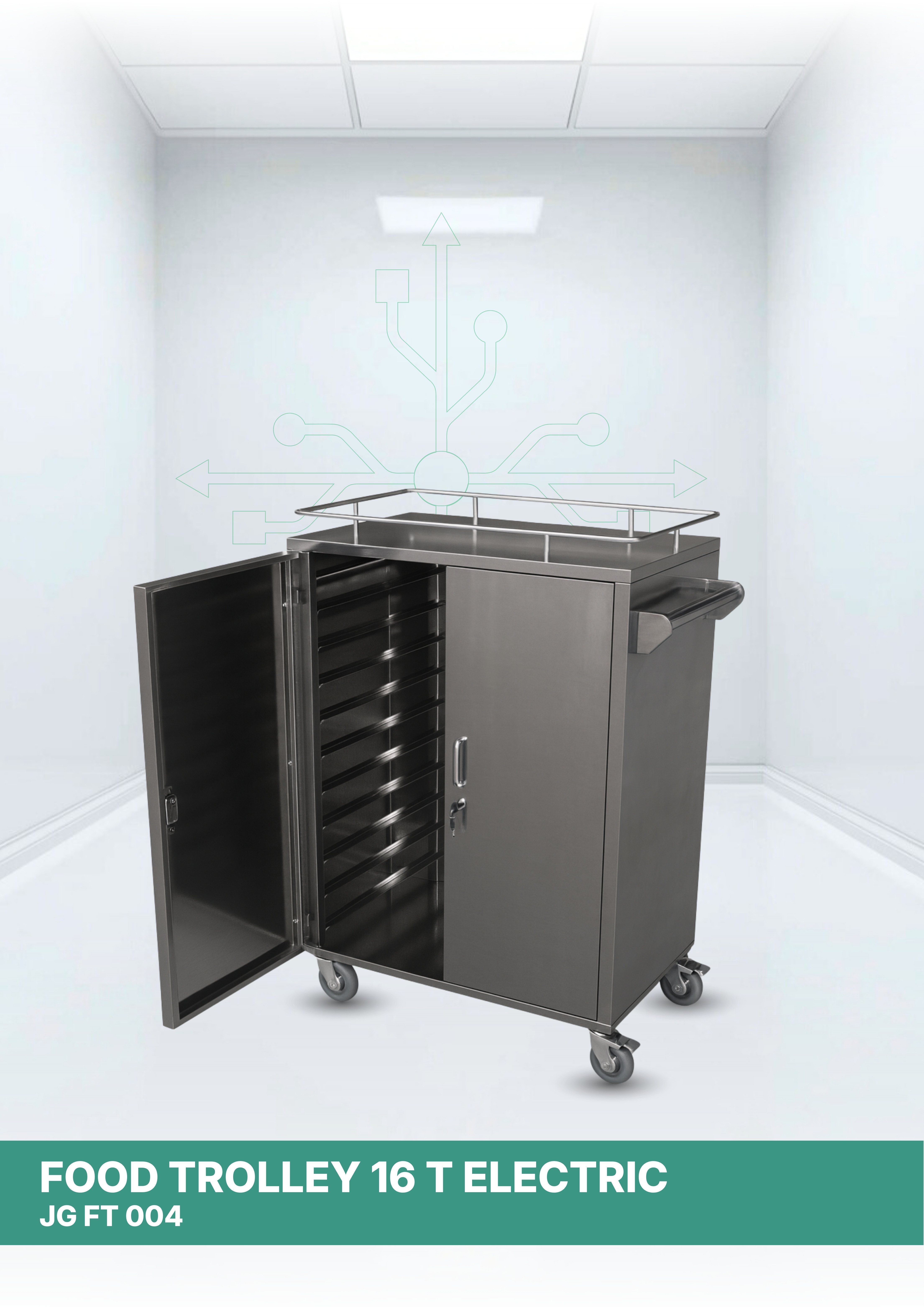 Food Trolley 16 Tray Electric
